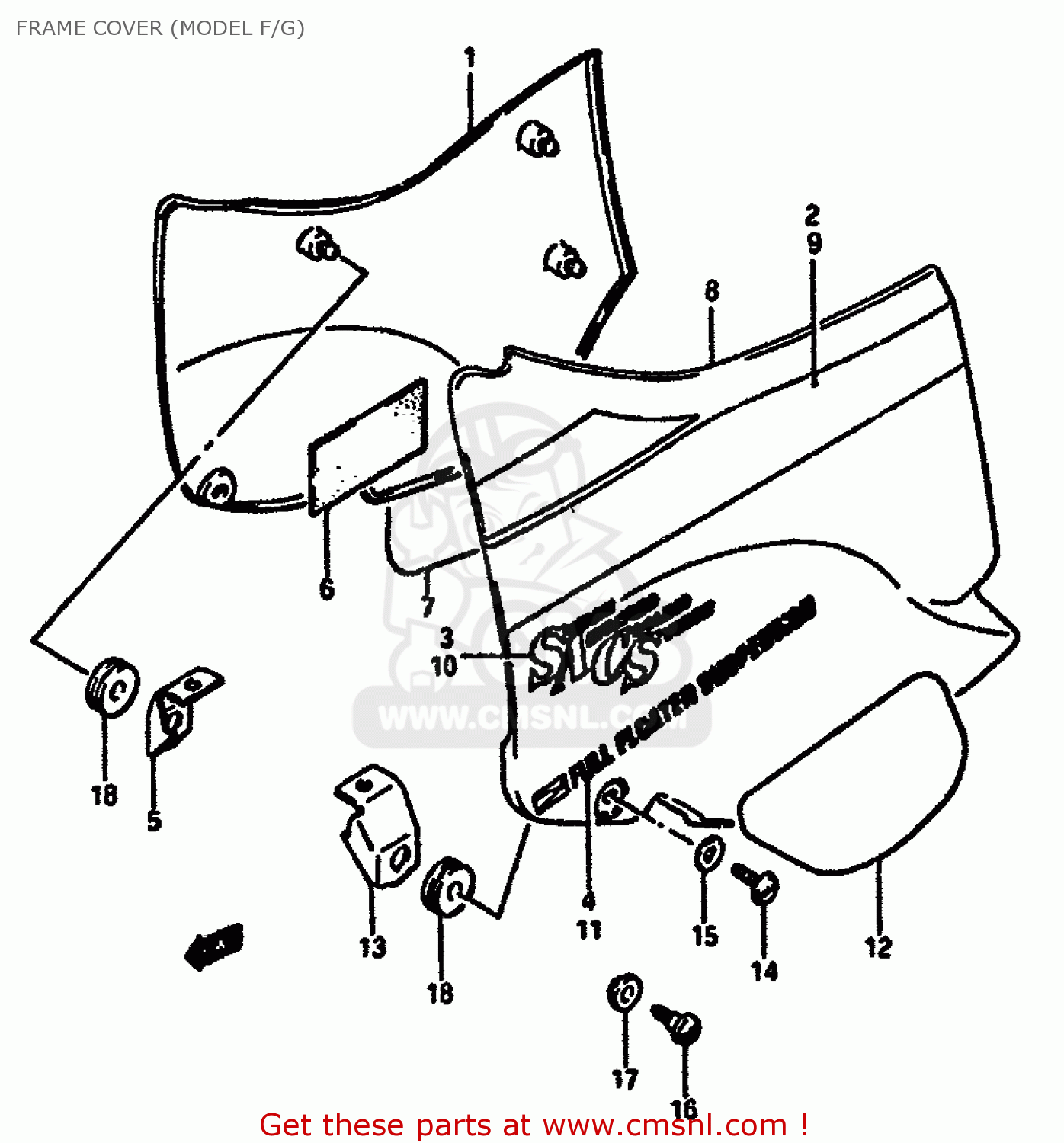 FRAME COVER (MODEL F/G) GSXR750 1985 (F) (E01 2 4 6 15 16 17 18 21 22 24 25 34 39 53)
