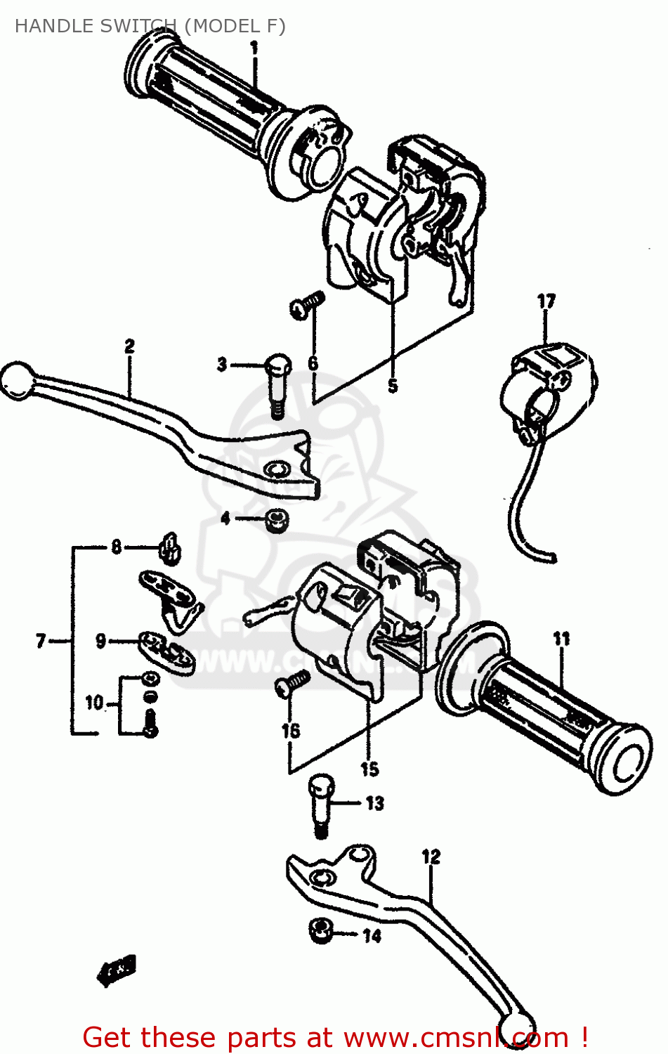 HANDLE SWITCH (MODEL F) GSXR750 1985 (F) (E01 2 4 6 15 16 17 18 21 22 24 25 34 39 53)