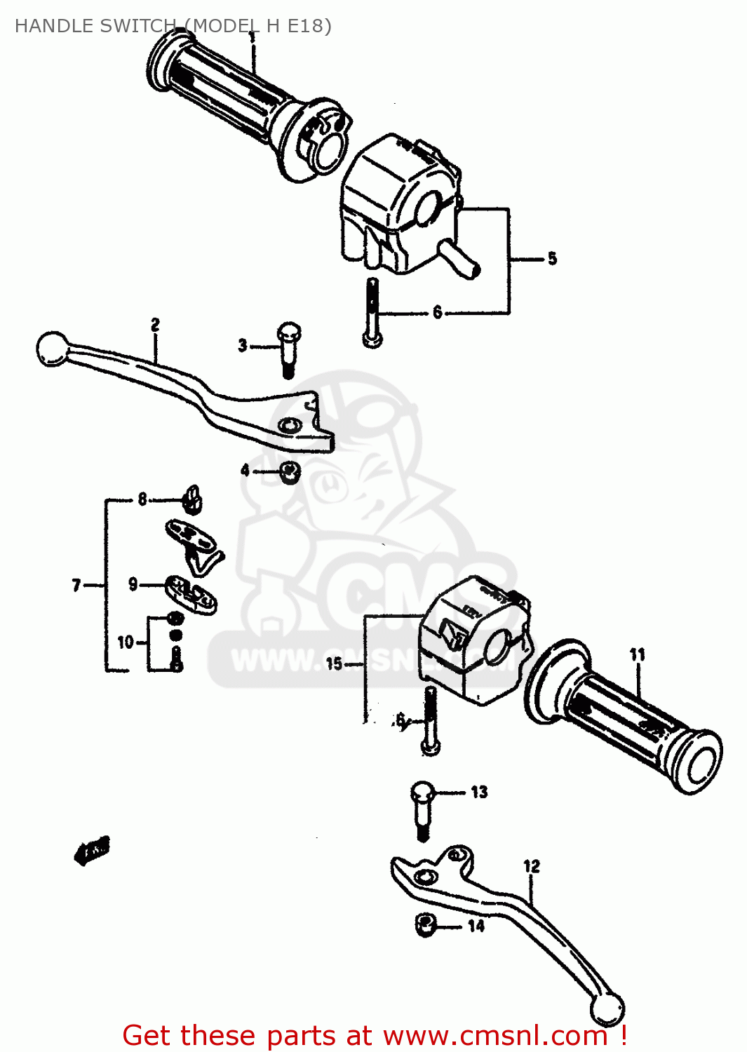 HANDLE SWITCH (MODEL H E18) GSXR750 1985 (F) (E01 2 4 6 15 16 17 18 21 22 24 25 34 39 53)