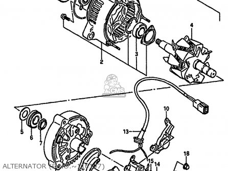 ALTERNATOR (E.NO.~116197) - GSXR750 1985 (F) (E01 2 4 6 15 16 17 18 21 22 24 25 34 39 53)