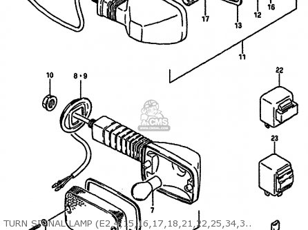 TURN SIGNAL LAMP (E2,4,15,16,17,18,21,22,25,34,39,55) - GSXR750 1985 (F) (E01 2 4 6 15 16 17 18 21 22 24 25 34 39 53)