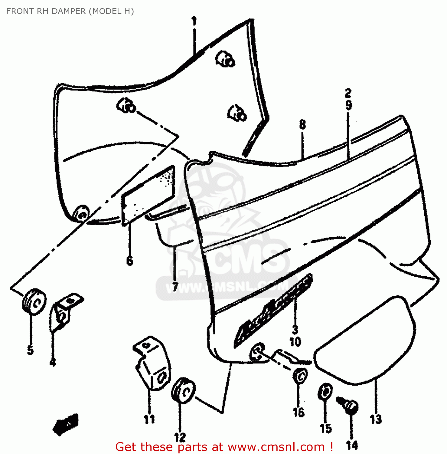 FRONT RH DAMPER (MODEL H) GSXR750 1986 (G) (E01 E02 E04 E15 16 17 18 21 22 24 25 34 39 53)