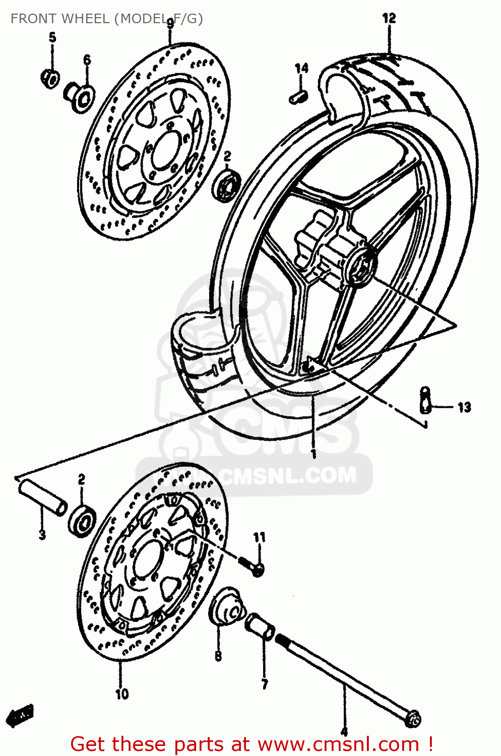 FRONT WHEEL (MODEL F/G) GSXR750 1986 (G) (E01 E02 E04 E15 16 17 18 21 22 24 25 34 39 53)