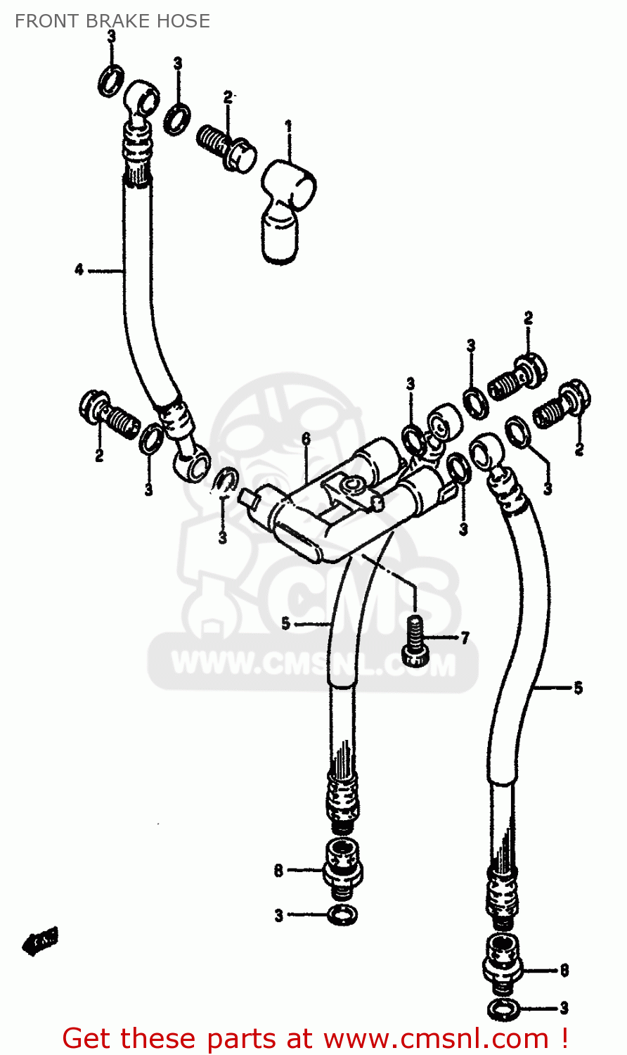 FRONT BRAKE HOSE GSXR750 1986 (G) (E01 E02 E04 E15 16 17 18 21 22 24 25 34 39 53)