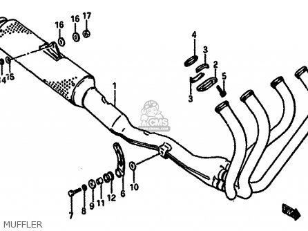 MUFFLER - GSXR750 1986 (G) (E01 E02 E04 E15 16 17 18 21 22 24 25 34 39 53)