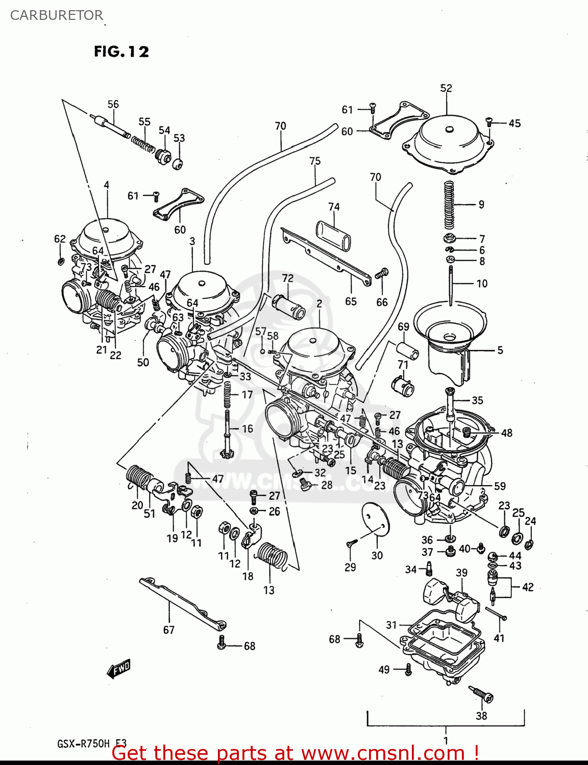 Suzuki GSXR750 1986 (G) USA (E03) CARBURETOR - buy original CARBURETOR ...