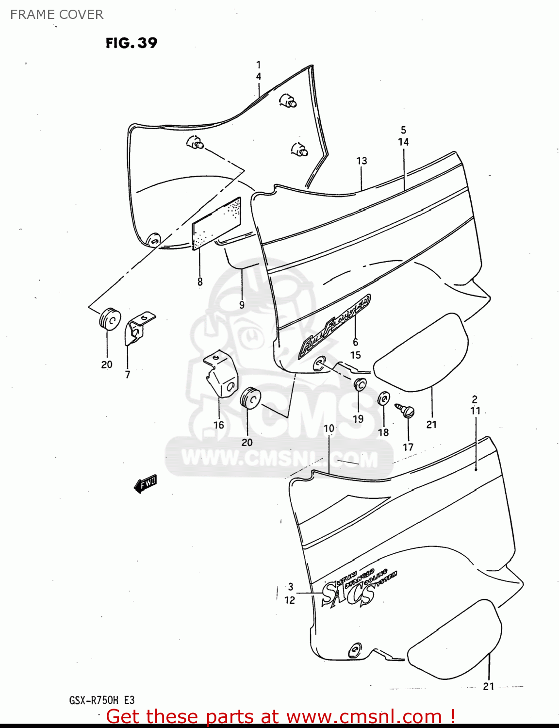 Suzuki GSXR750 1986 (G) USA (E03) FRAME COVER - buy original FRAME ...