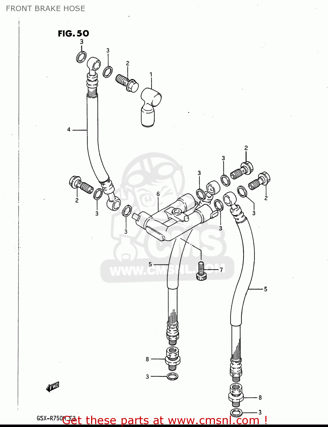 FRONT BRAKE HOSE GSXR750 1986 (G) USA (E03)