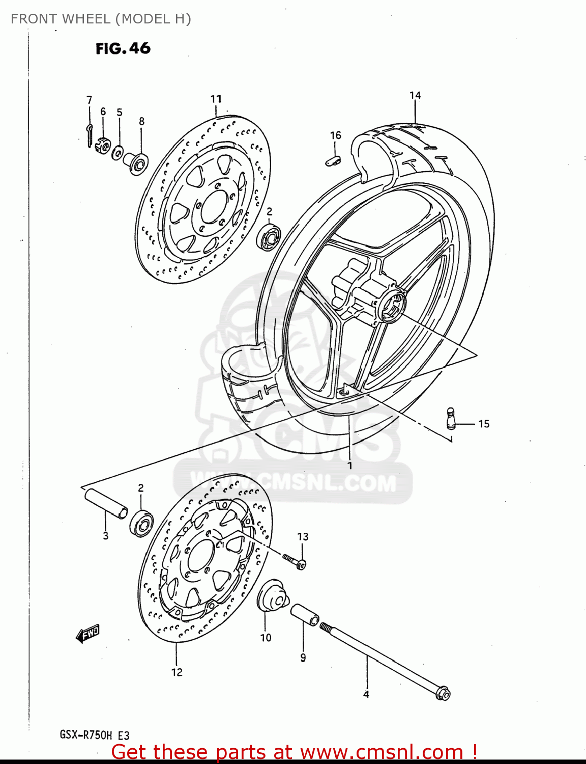 FRONT WHEEL (MODEL H) GSXR750 1986 (G) USA (E03)