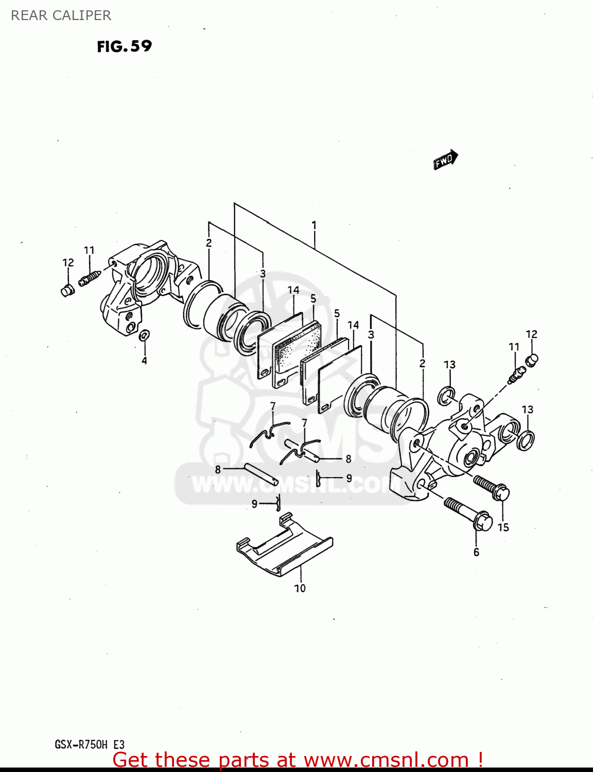 REAR CALIPER GSXR750 1986 (G) USA (E03)