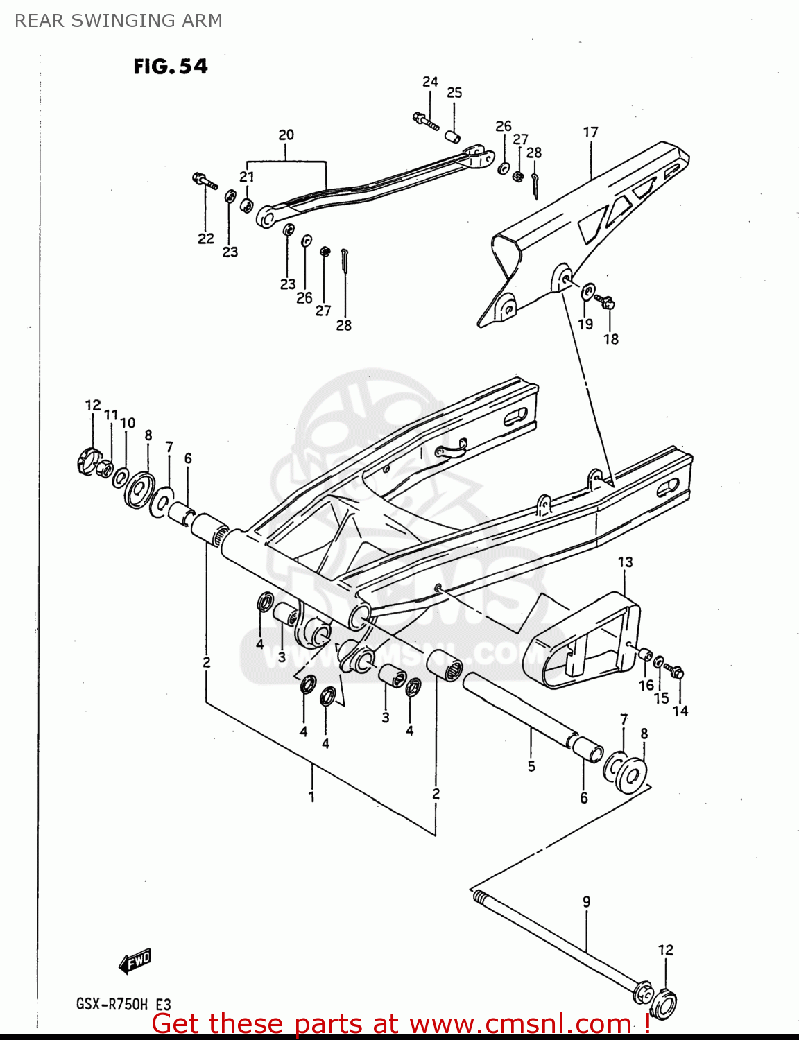 REAR SWINGING ARM GSXR750 1986 (G) USA (E03)