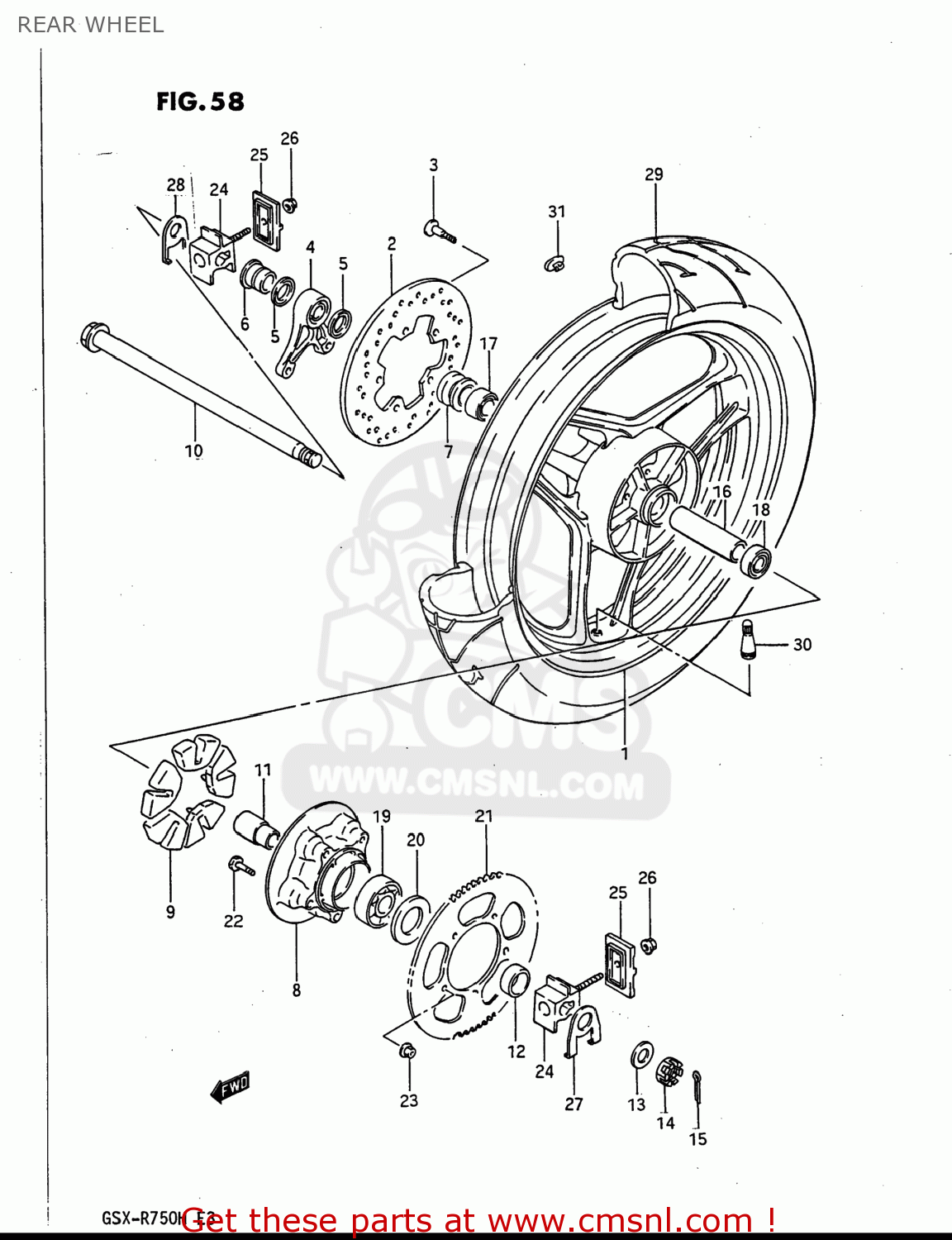 REAR WHEEL GSXR750 1986 (G) USA (E03)