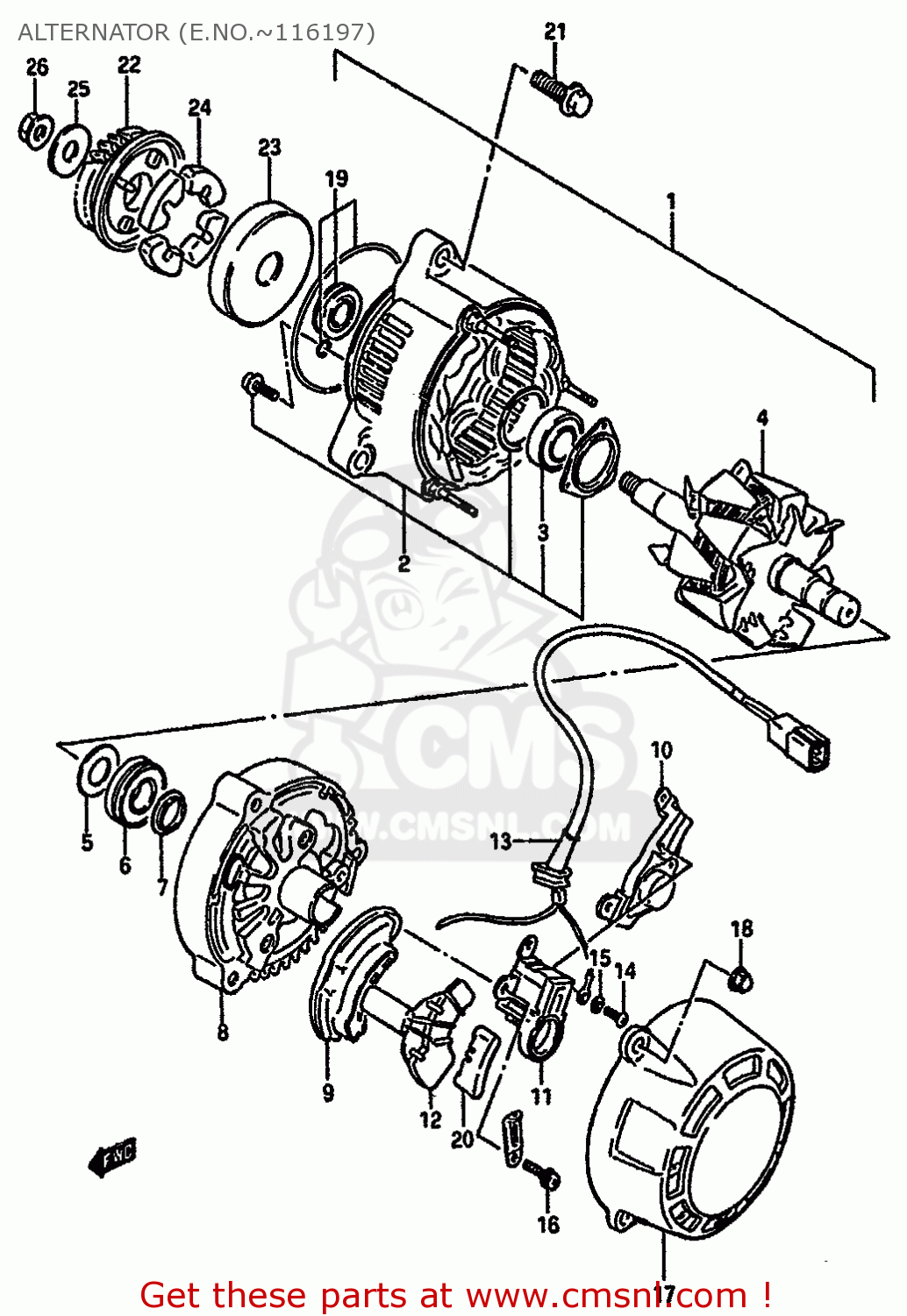 ALTERNATOR (E.NO.~116197) GSXR750 1987 (H) (E01 E02 04 06 15 16 17 18 21 22 24 25 34 39 53