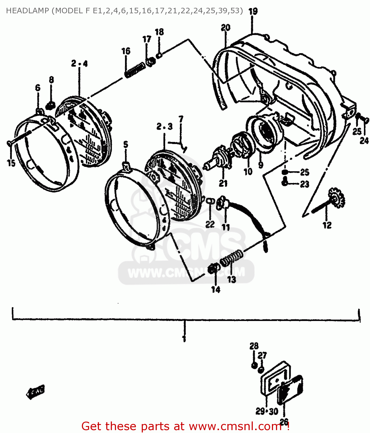 HEADLAMP (MODEL F E1,2,4,6,15,16,17,21,22,24,25,39,53) GSXR750 1987 (H) (E01 E02 04 06 15 16 17 18 21 22 24 25 34 39 53