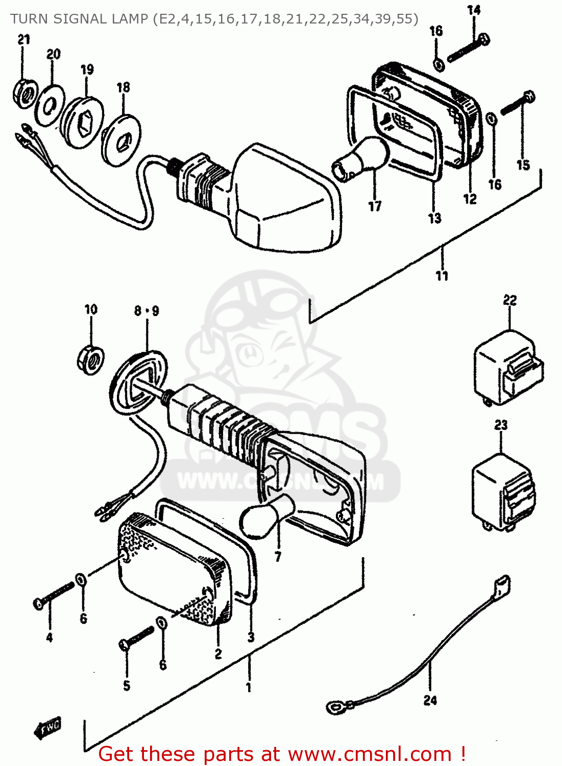 TURN SIGNAL LAMP (E2,4,15,16,17,18,21,22,25,34,39,55) GSXR750 1987 (H) (E01 E02 04 06 15 16 17 18 21 22 24 25 34 39 53