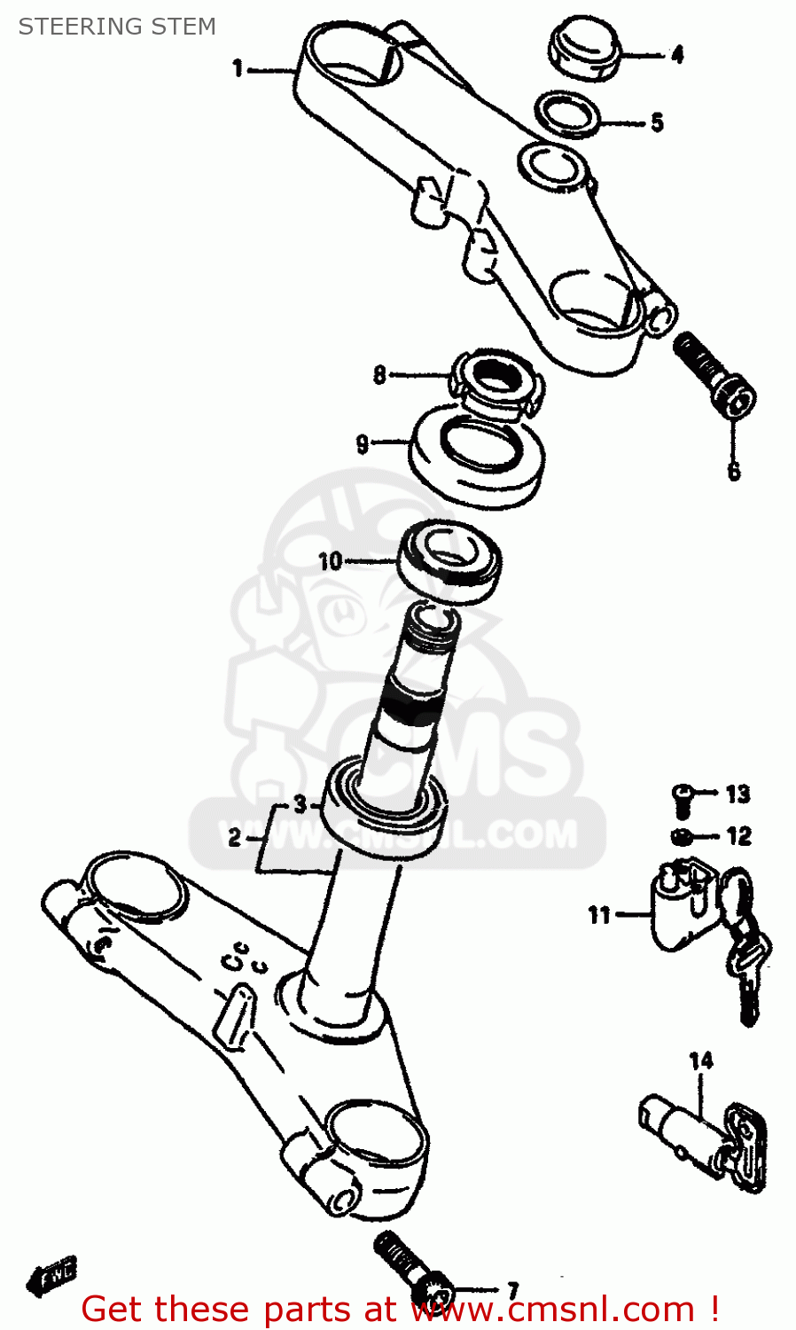 STEERING STEM GSXR750 1987 (H) (E01 E02 04 06 15 16 17 18 21 22 24 25 34 39 53