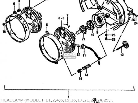 HEADLAMP (MODEL F E1,2,4,6,15,16,17,21,22,24,25,39,53) - GSXR750 1987 (H) (E01 E02 04 06 15 16 17 18 21 22 24 25 34 39 53