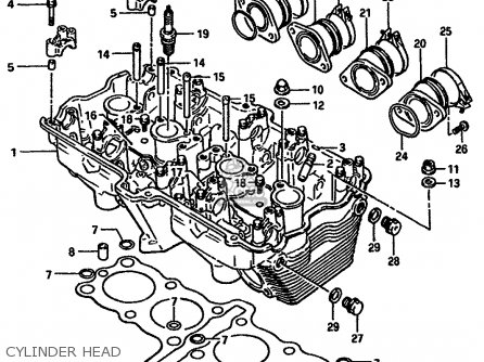 CYLINDER HEAD - GSXR750 1987 (H) (E01 E02 04 06 15 16 17 18 21 22 24 25 34 39 53