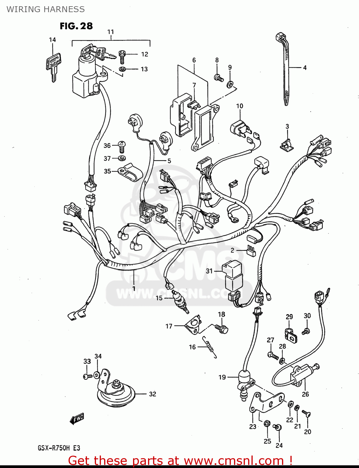 Suzuki GSXR750 1987 (H) USA (E03) WIRING HARNESS - buy original WIRING ...