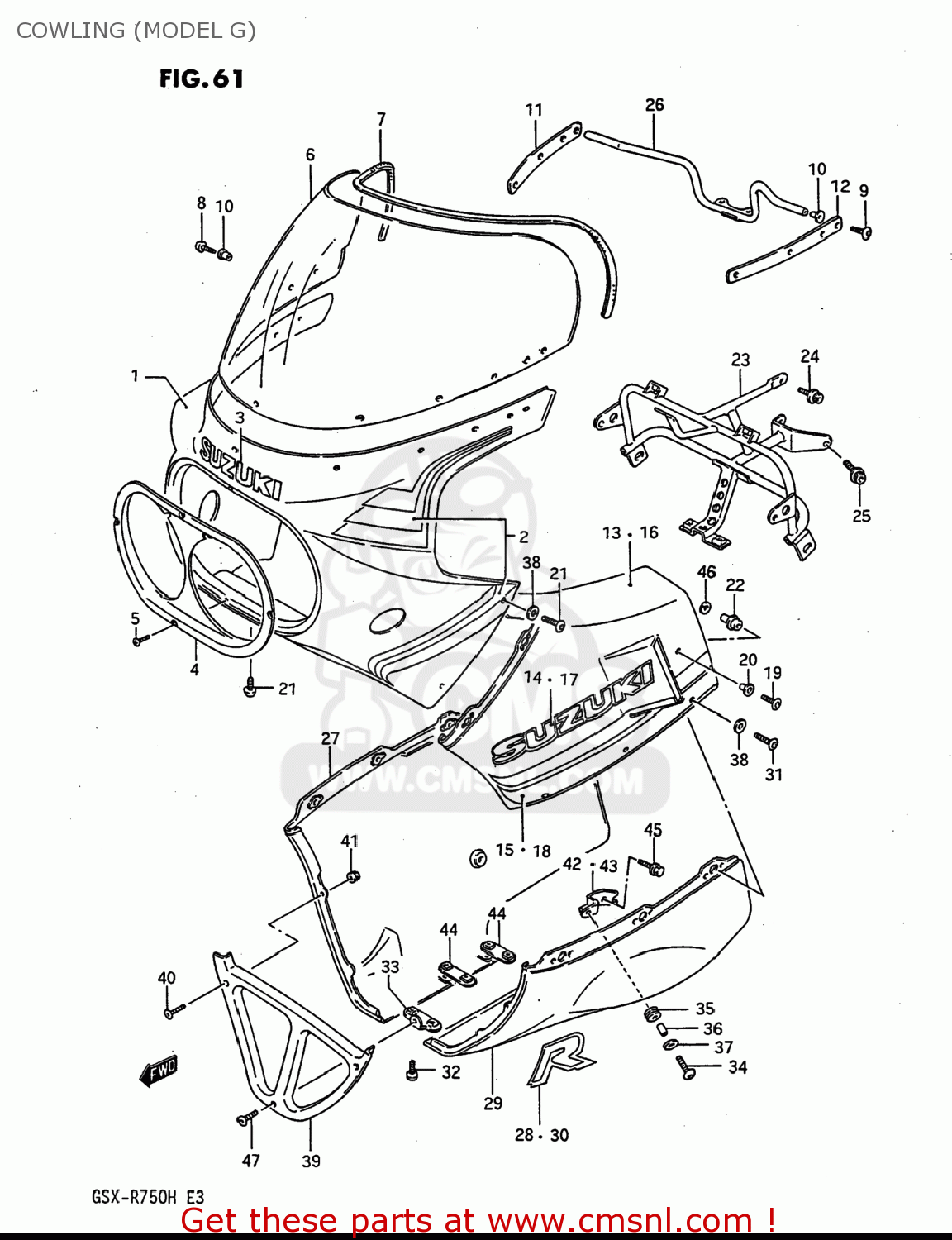 COWLING (MODEL G) GSXR750 1987 (H) USA (E03)