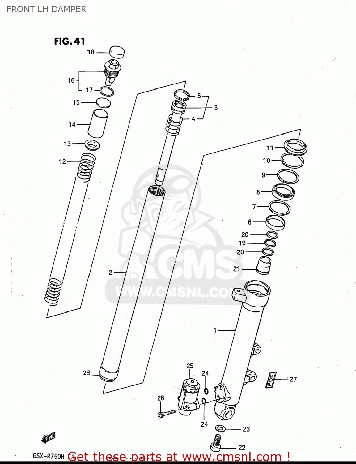 FRONT LH DAMPER GSXR750 1987 (H) USA (E03)