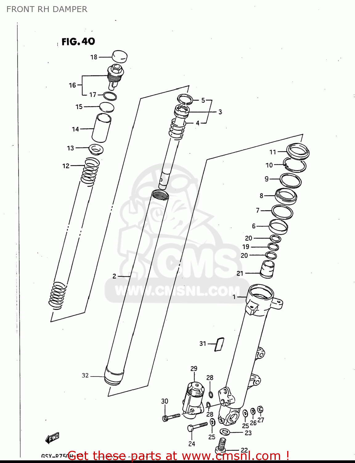 FRONT RH DAMPER GSXR750 1987 (H) USA (E03)