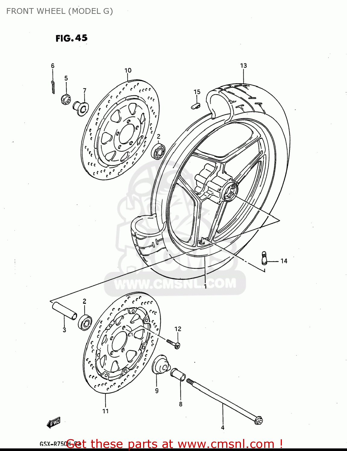 FRONT WHEEL (MODEL G) GSXR750 1987 (H) USA (E03)