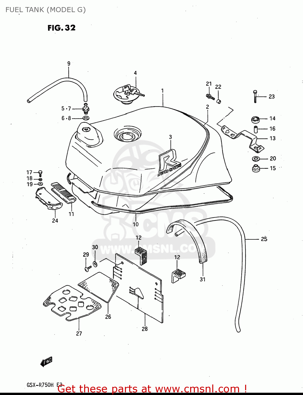 FUEL TANK (MODEL G) GSXR750 1987 (H) USA (E03)