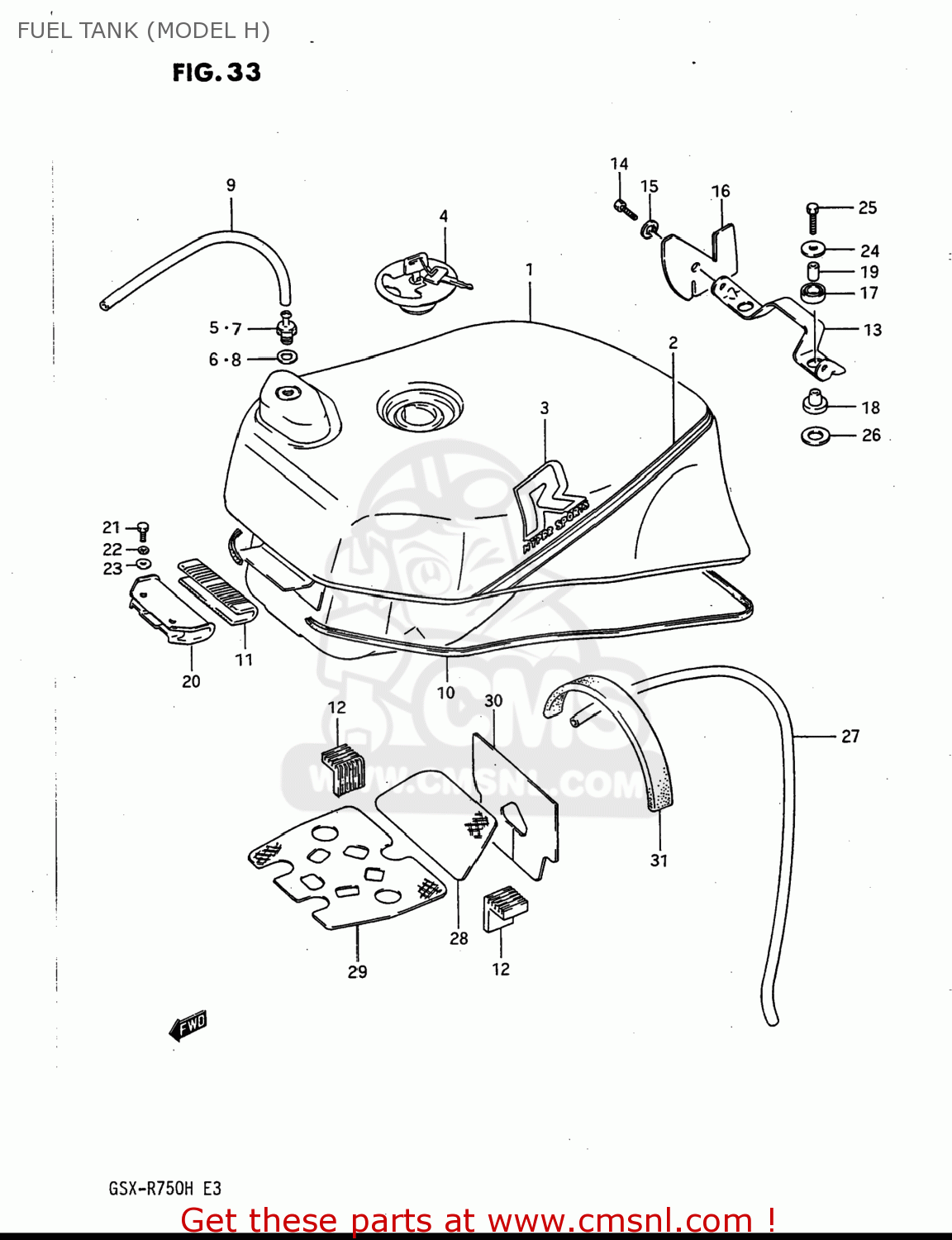 FUEL TANK (MODEL H) GSXR750 1987 (H) USA (E03)