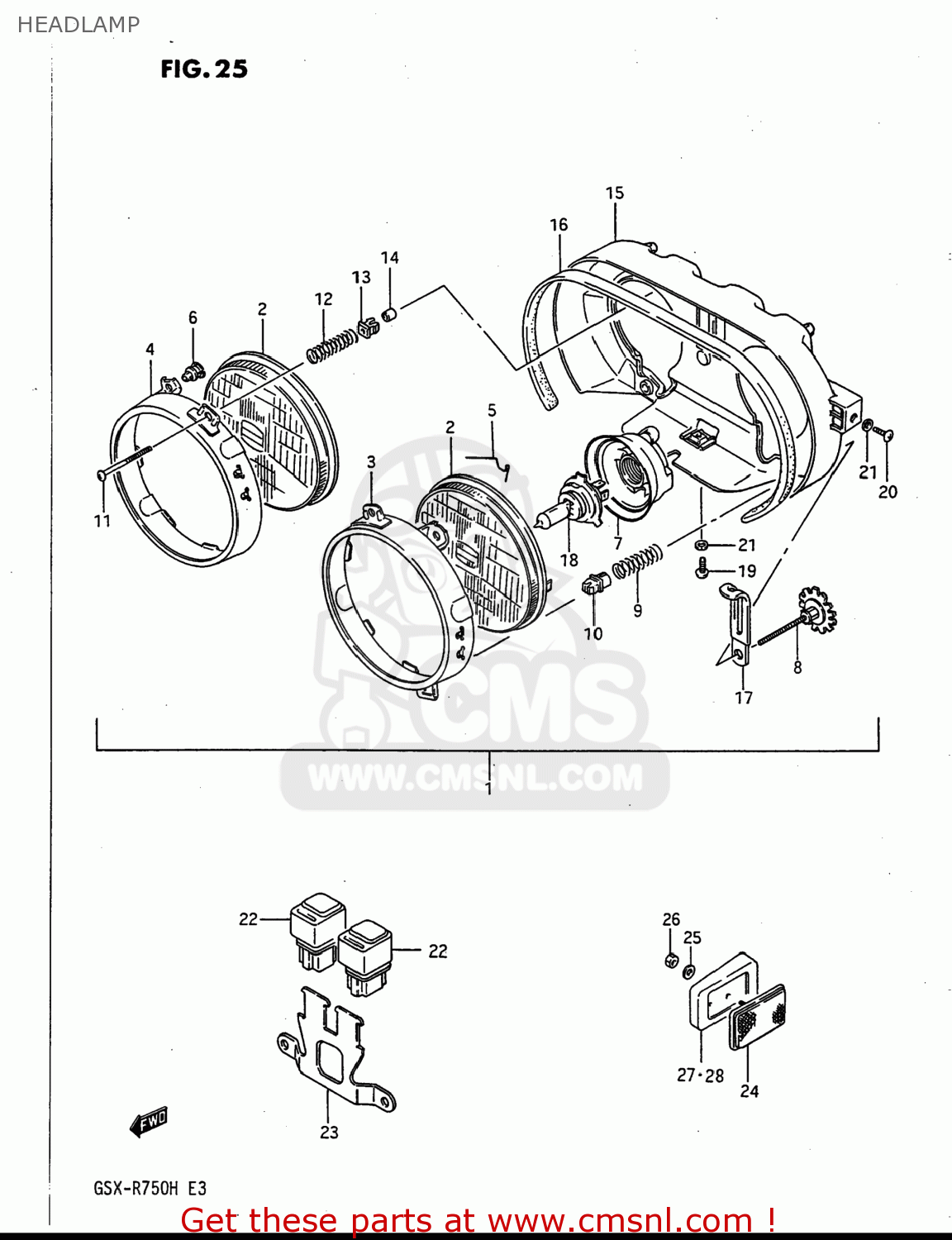 HEADLAMP GSXR750 1987 (H) USA (E03)