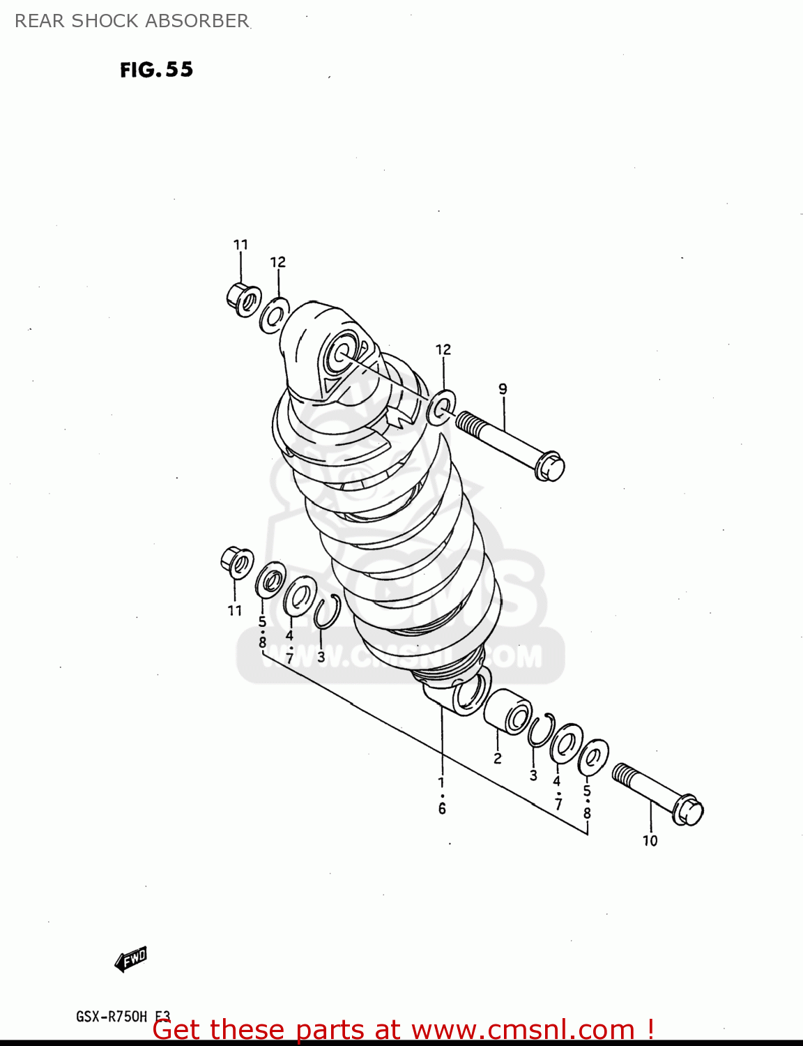 REAR SHOCK ABSORBER GSXR750 1987 (H) USA (E03)