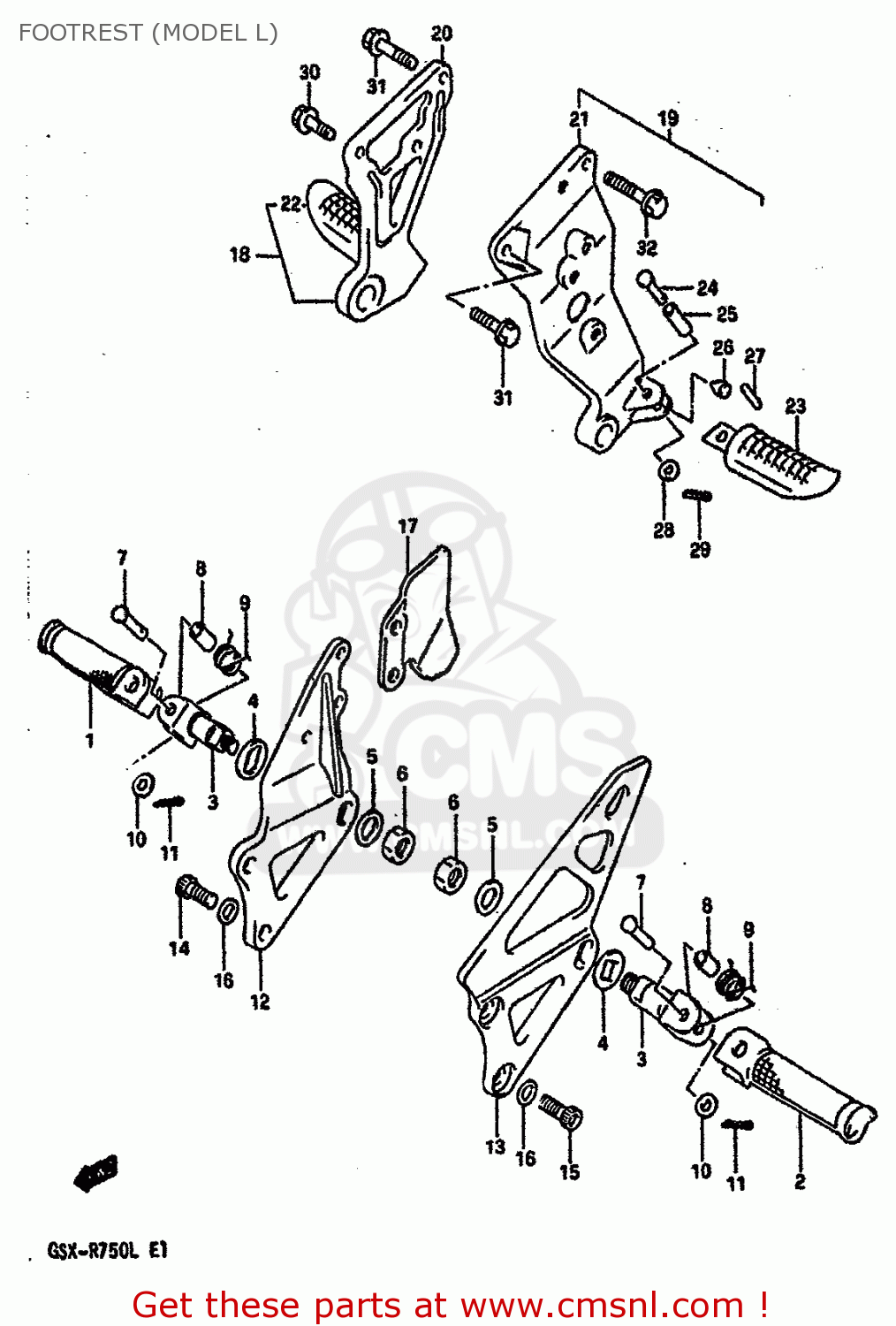 FOOTREST (MODEL L) GSXR750 1988 (J) (E04 E15 E18 E25 E34 E75 E76 E79)