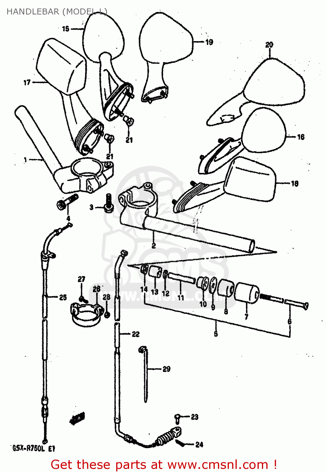 HANDLEBAR (MODEL L) GSXR750 1988 (J) (E04 E15 E18 E25 E34 E75 E76 E79)