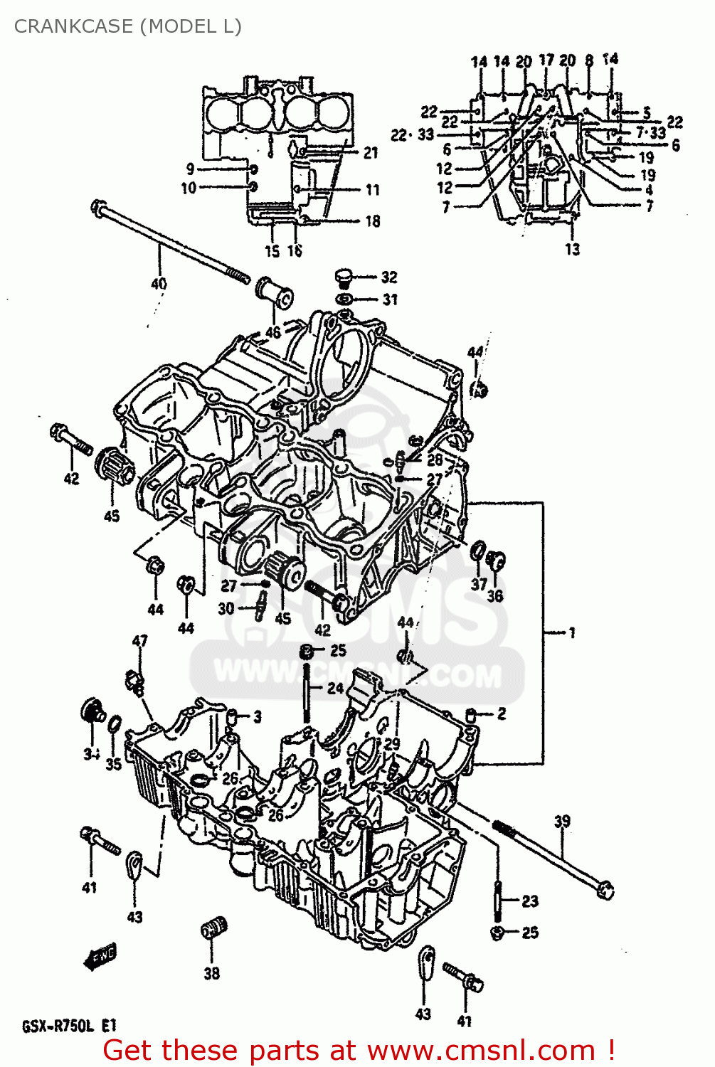 CRANKCASE (MODEL L) GSXR750 1988 (J) (E04 E15 E18 E25 E34 E75 E76 E79)