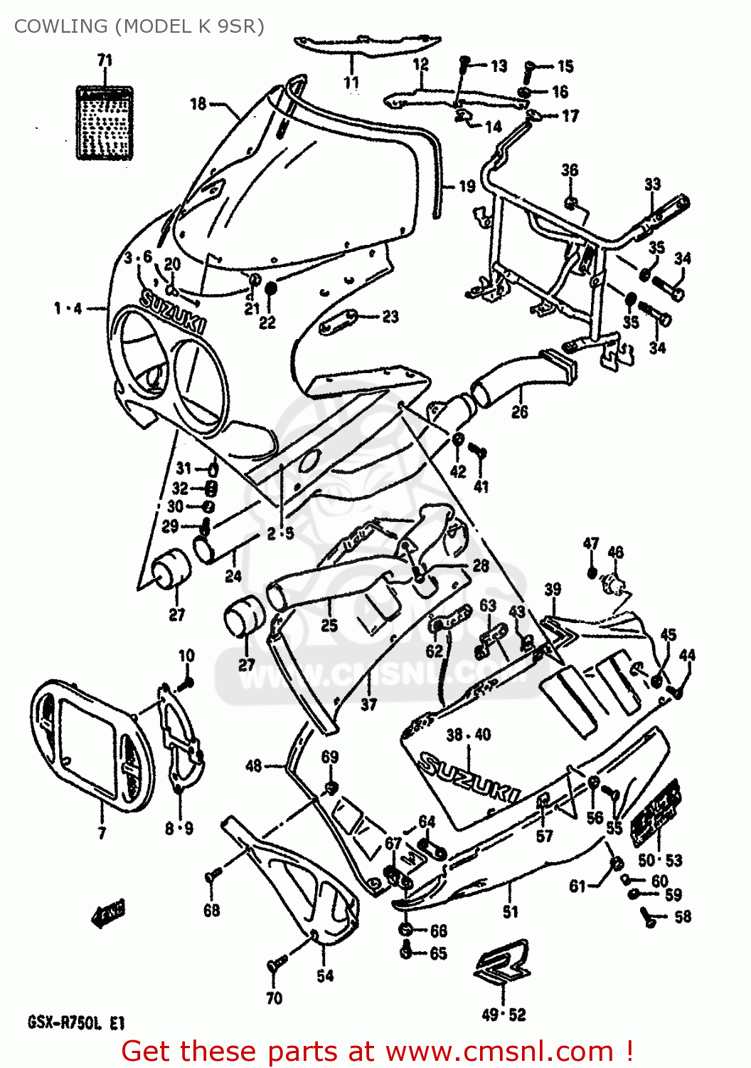 COWLING (MODEL K 9SR) GSXR750 1988 (J) (E04 E15 E18 E25 E34 E75 E76 E79)