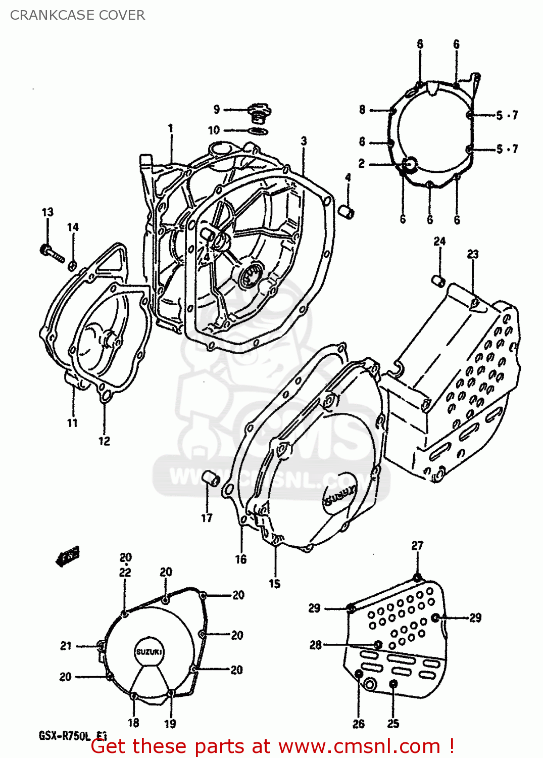 CRANKCASE COVER GSXR750 1988 (J) (E04 E15 E18 E25 E34 E75 E76 E79)