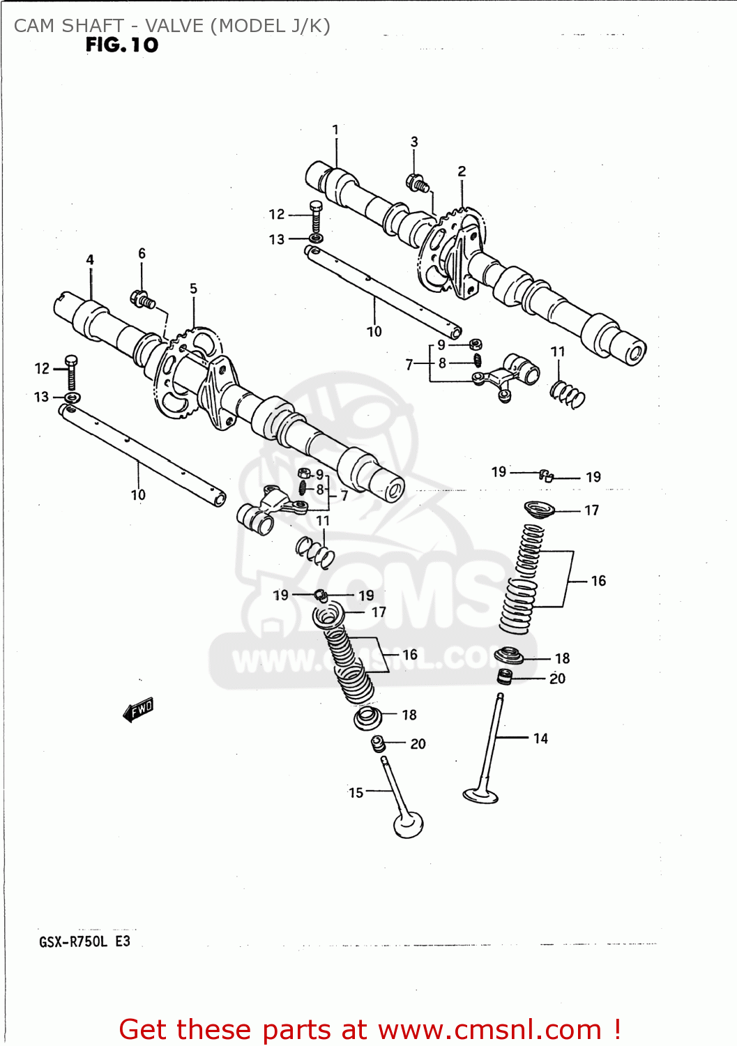 CAM SHAFT - VALVE (MODEL J/K) GSXR750 1988 (J) USA (E03)