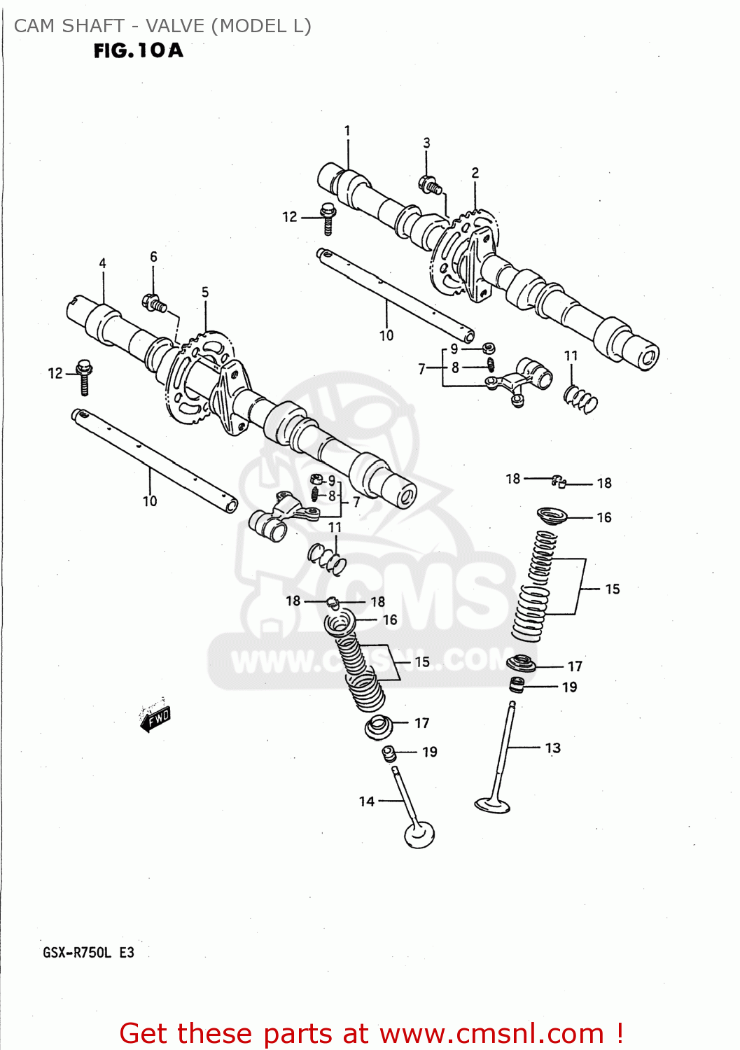 CAM SHAFT - VALVE (MODEL L) GSXR750 1988 (J) USA (E03)