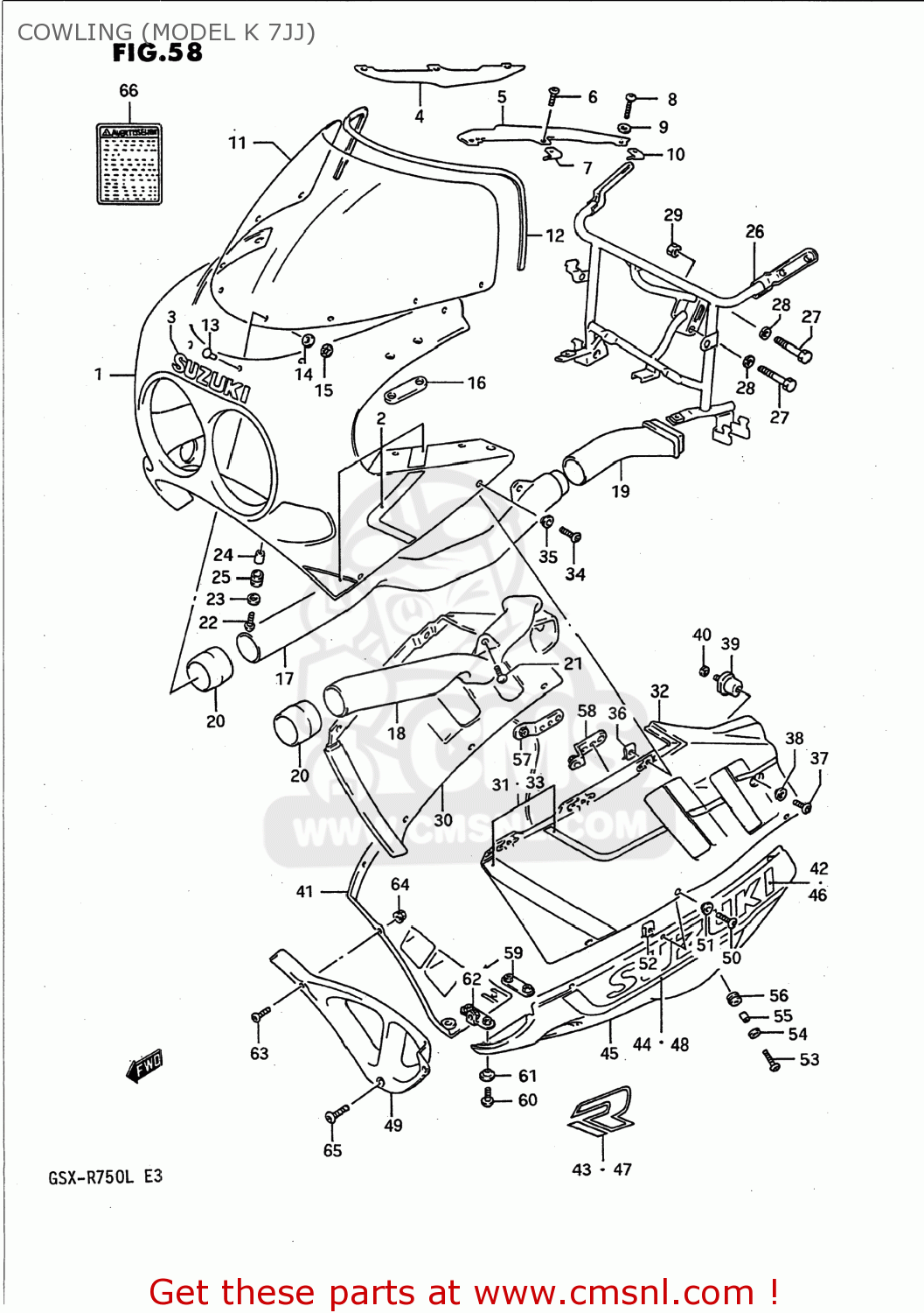 COWLING (MODEL K 7JJ) GSXR750 1988 (J) USA (E03)