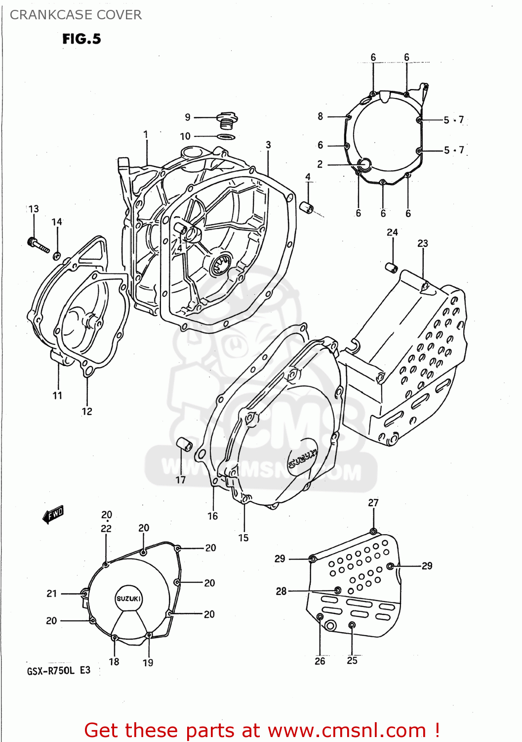CRANKCASE COVER GSXR750 1988 (J) USA (E03)