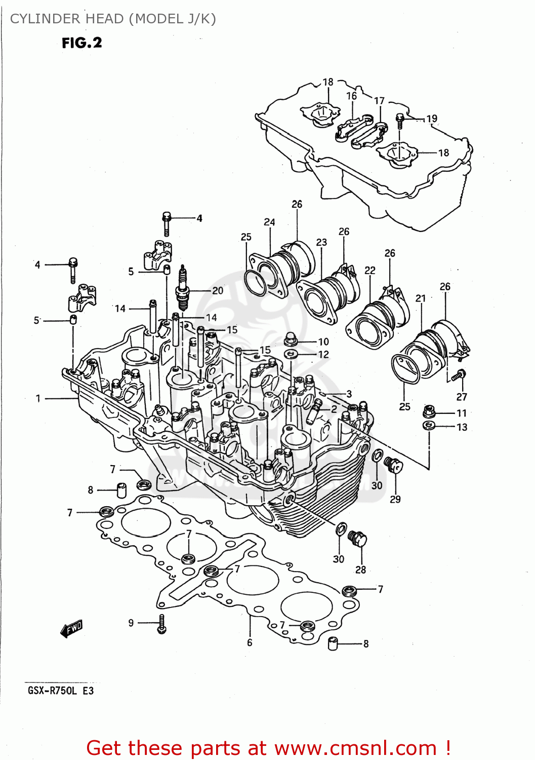 CYLINDER HEAD (MODEL J/K) GSXR750 1988 (J) USA (E03)