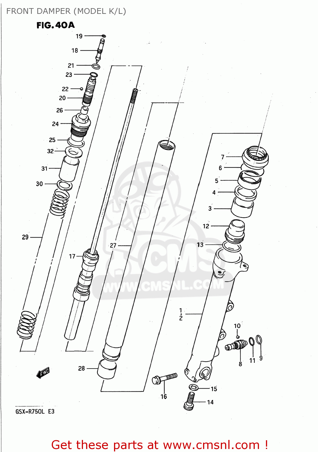FRONT DAMPER (MODEL K/L) GSXR750 1988 (J) USA (E03)