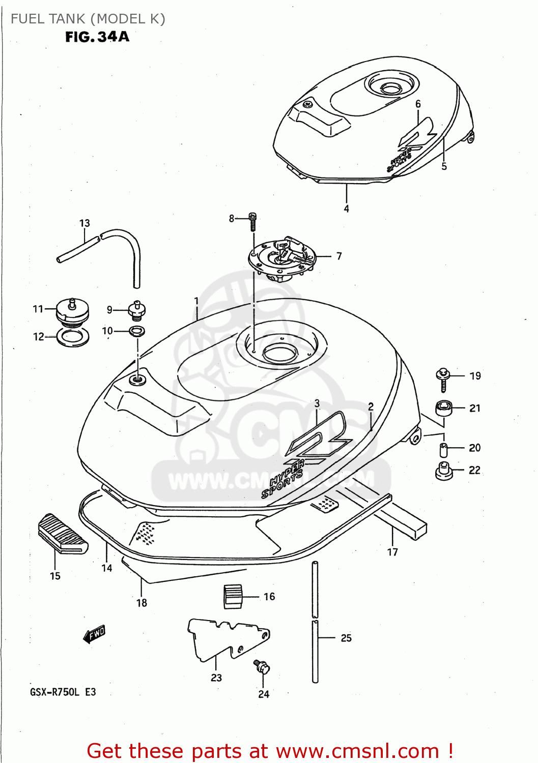 FUEL TANK (MODEL K) GSXR750 1988 (J) USA (E03)