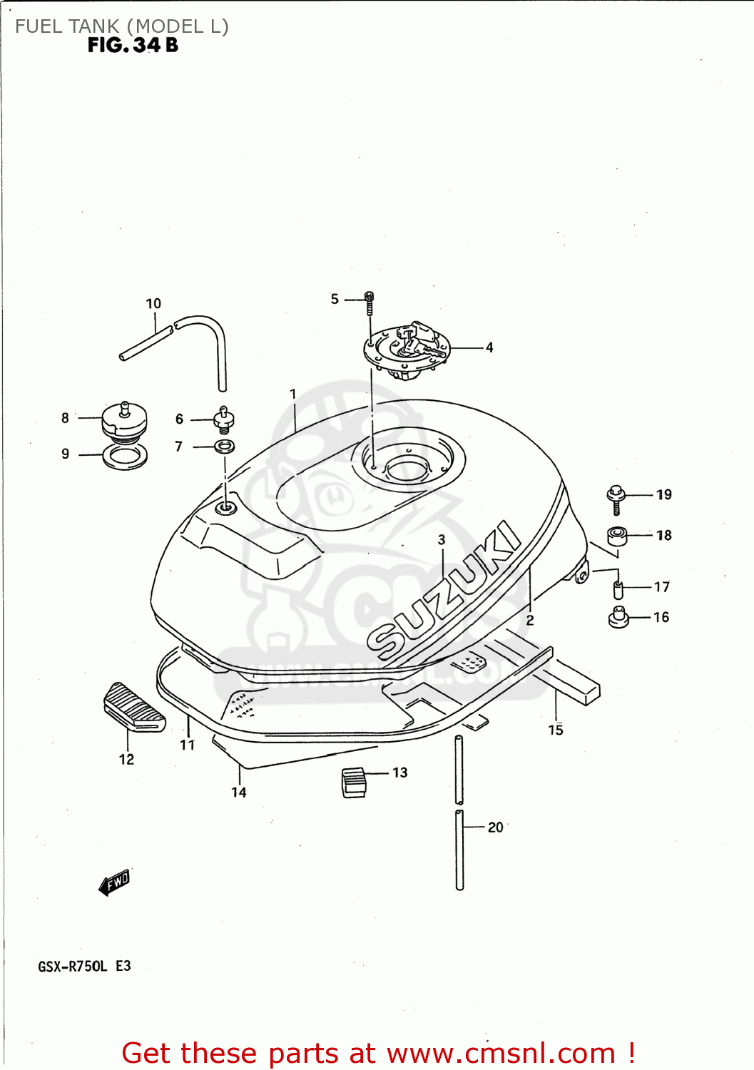 FUEL TANK (MODEL L) GSXR750 1988 (J) USA (E03)