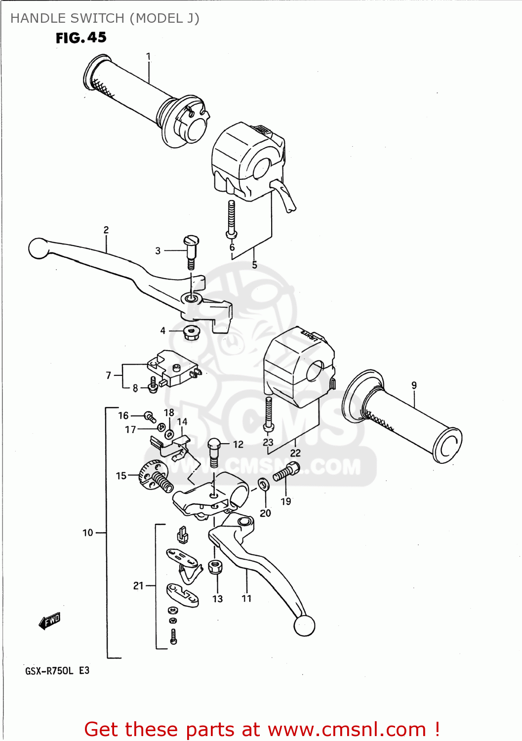 HANDLE SWITCH (MODEL J) GSXR750 1988 (J) USA (E03)