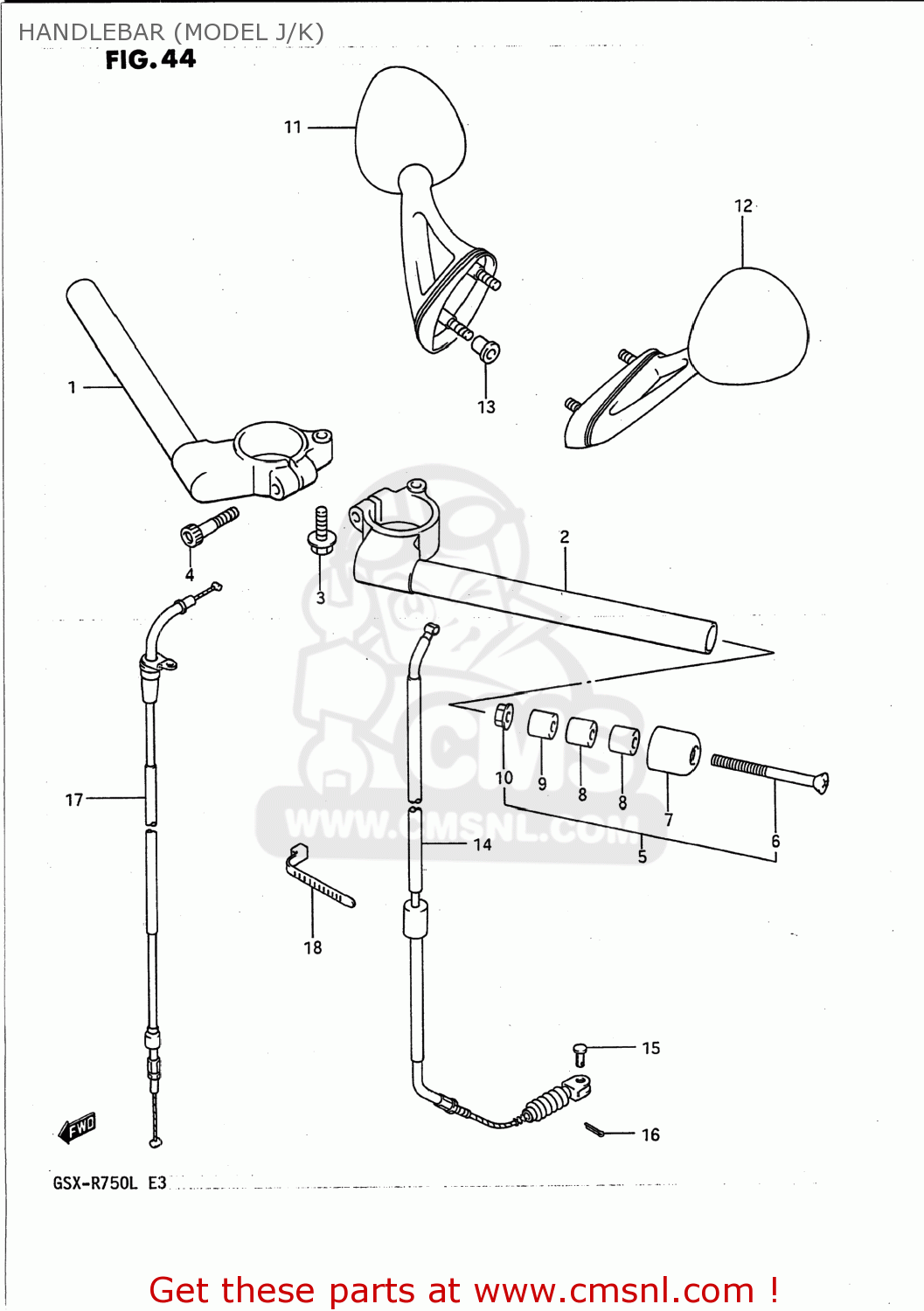 HANDLEBAR (MODEL J/K) GSXR750 1988 (J) USA (E03)