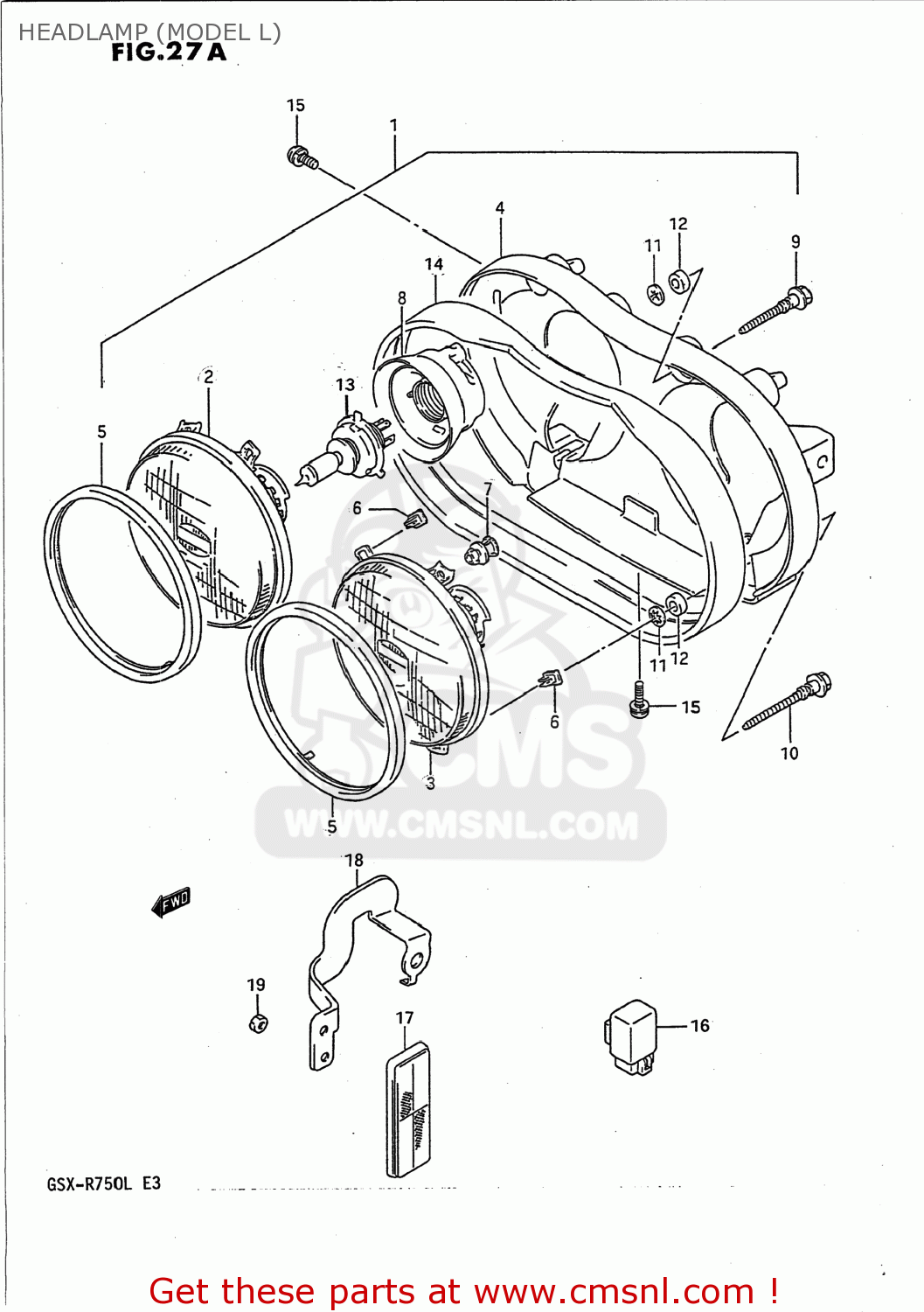 HEADLAMP (MODEL L) GSXR750 1988 (J) USA (E03)