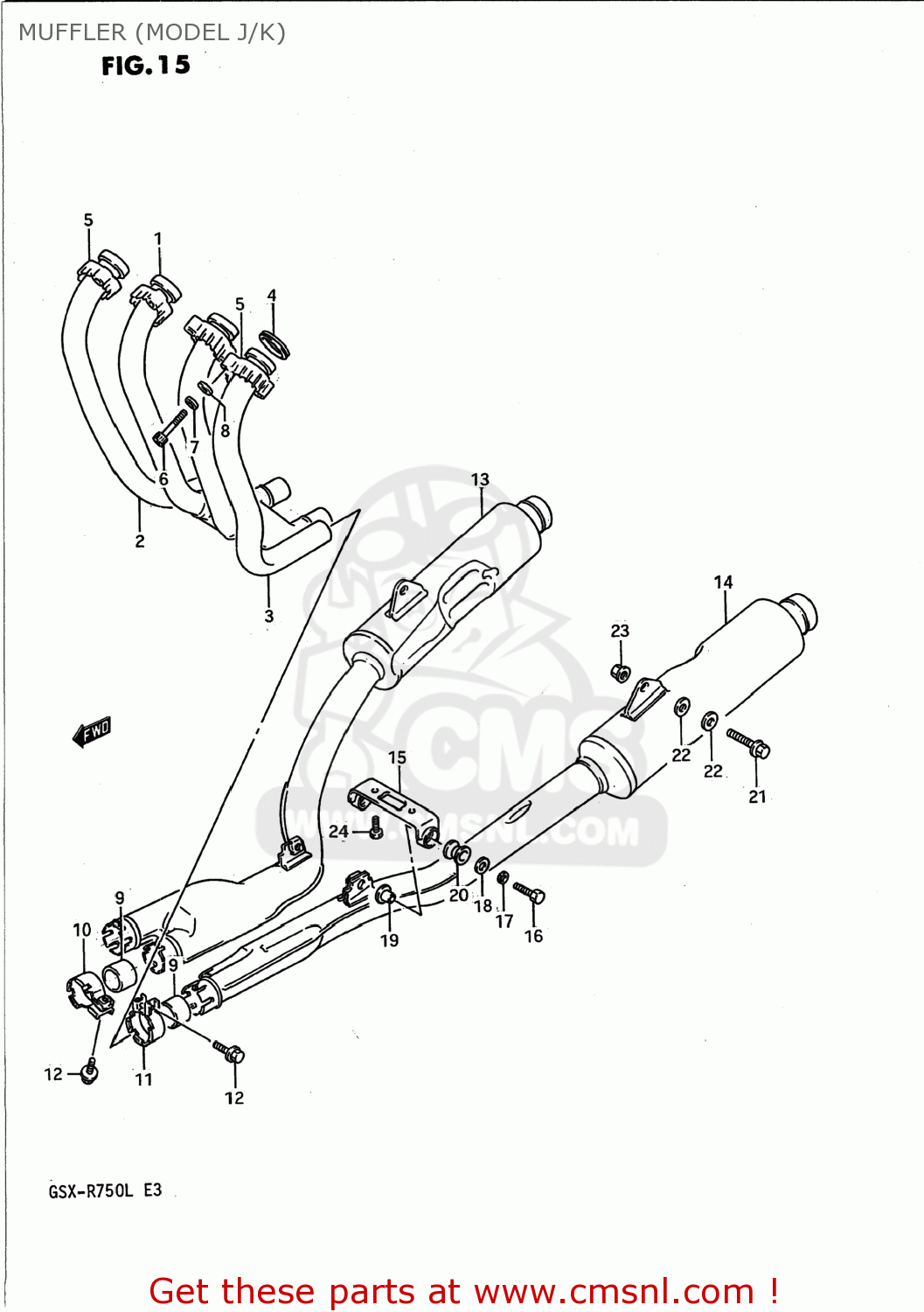 MUFFLER (MODEL J/K) GSXR750 1988 (J) USA (E03)