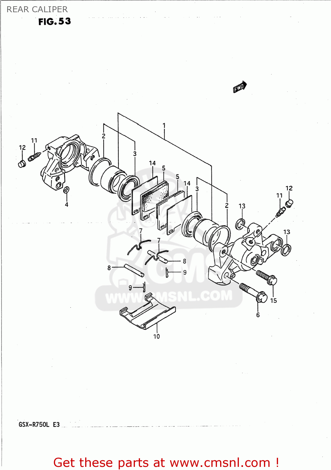 REAR CALIPER GSXR750 1988 (J) USA (E03)