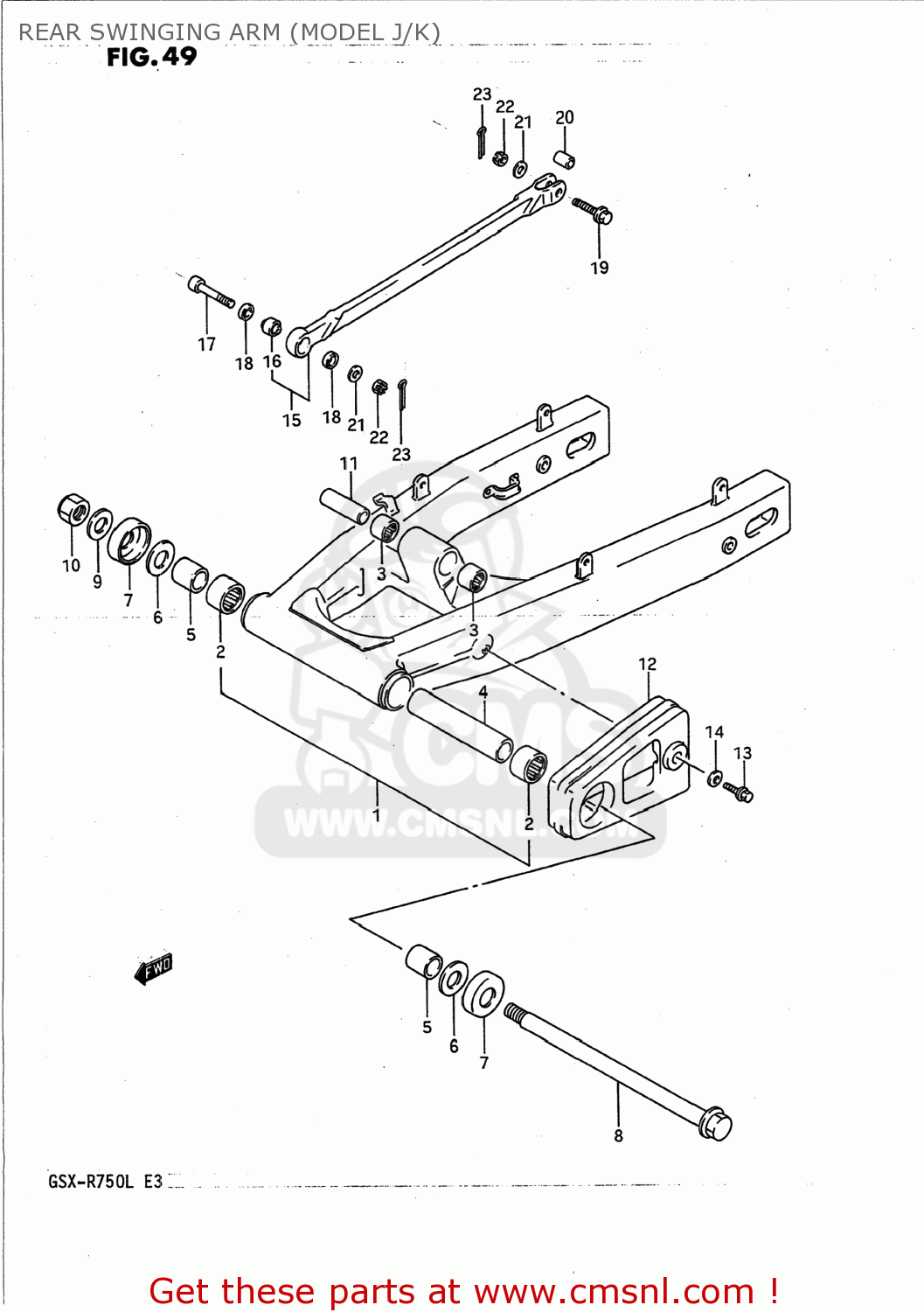 REAR SWINGING ARM (MODEL J/K) GSXR750 1988 (J) USA (E03)